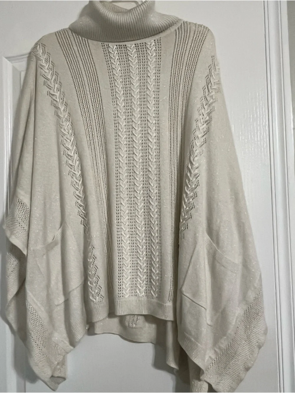 White House Black Market cream poncho